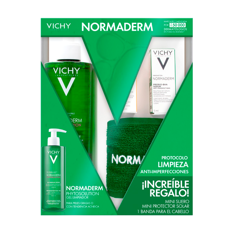 Vichy Kit Limpieza: Normaderm Gel 400 ml + Normaderm Serum 5 ml + Capital Soleil Clear 3 ml + Regalo