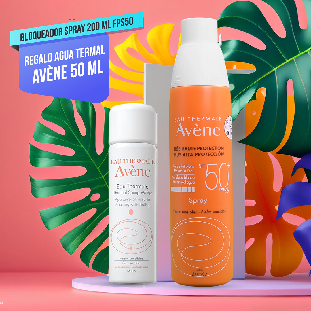 Avene Kit Bloqueador Spray 200 ml fps50+ MAS Agua Termal 50 ml