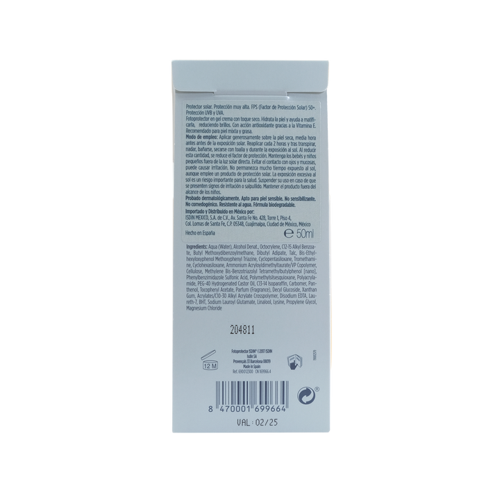 Isdin fotoprotector dry touch gel cream  spf 50+ 50 ml