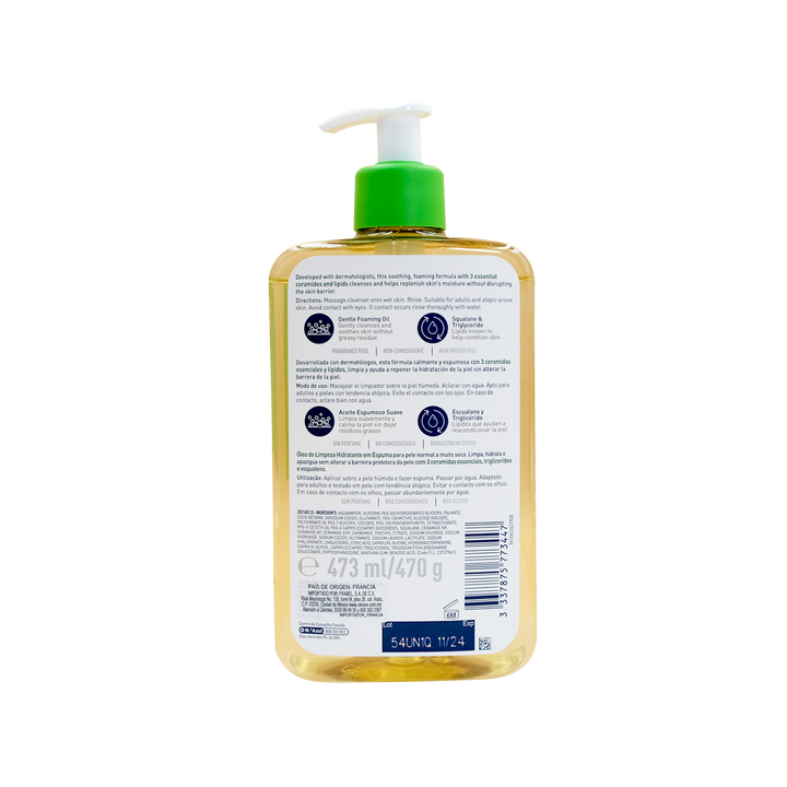 Cerave limpiador en aceite espumoso hidratante 473ml .