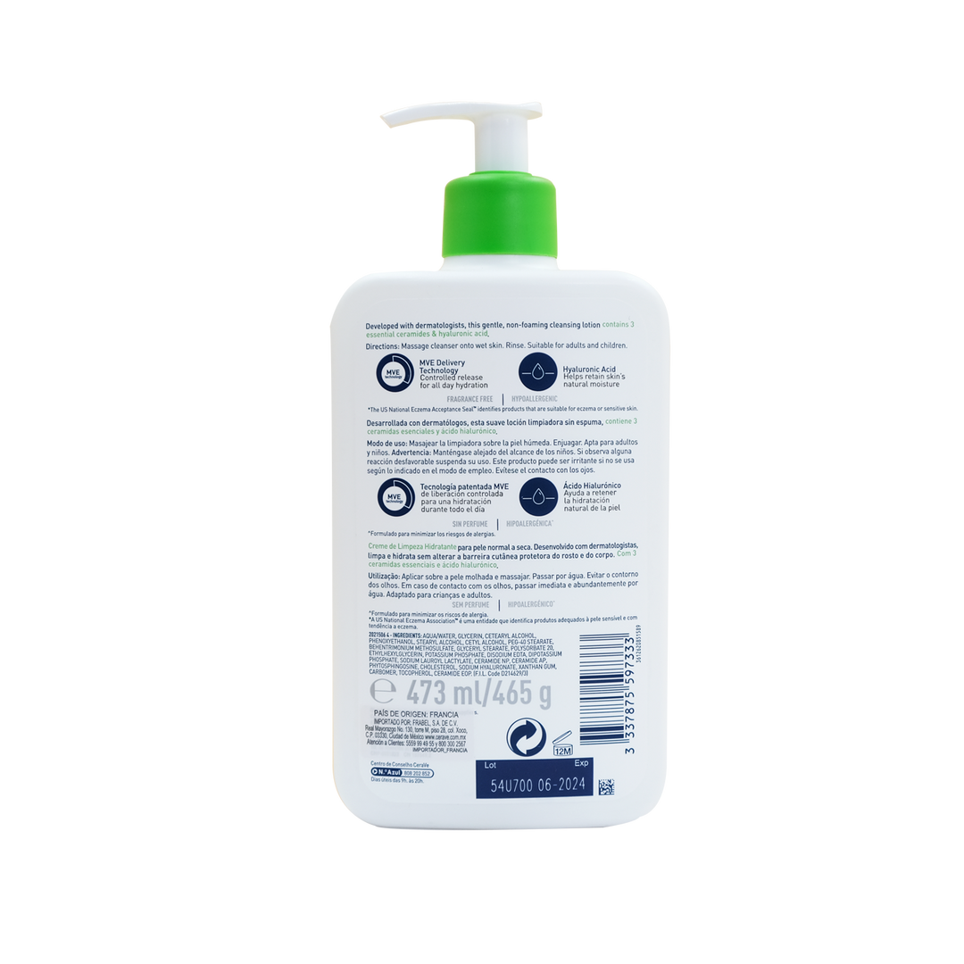Cerave limpiadora hidratante crema 473 ml.