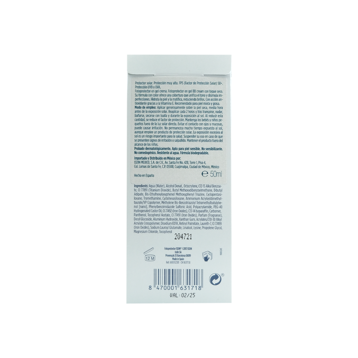 Isdin Fotoprotector Dry Touch/Color Gel-Crema fps50+ 50 ml