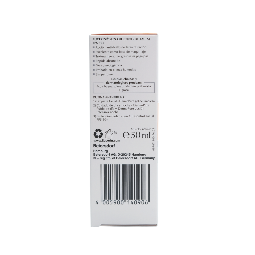 Eucerin bloq oil control toque seco 50 ml fps 50+