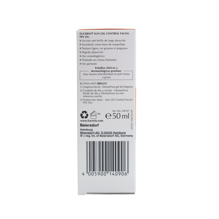 Eucerin bloq oil control toque seco 50 ml fps 50+