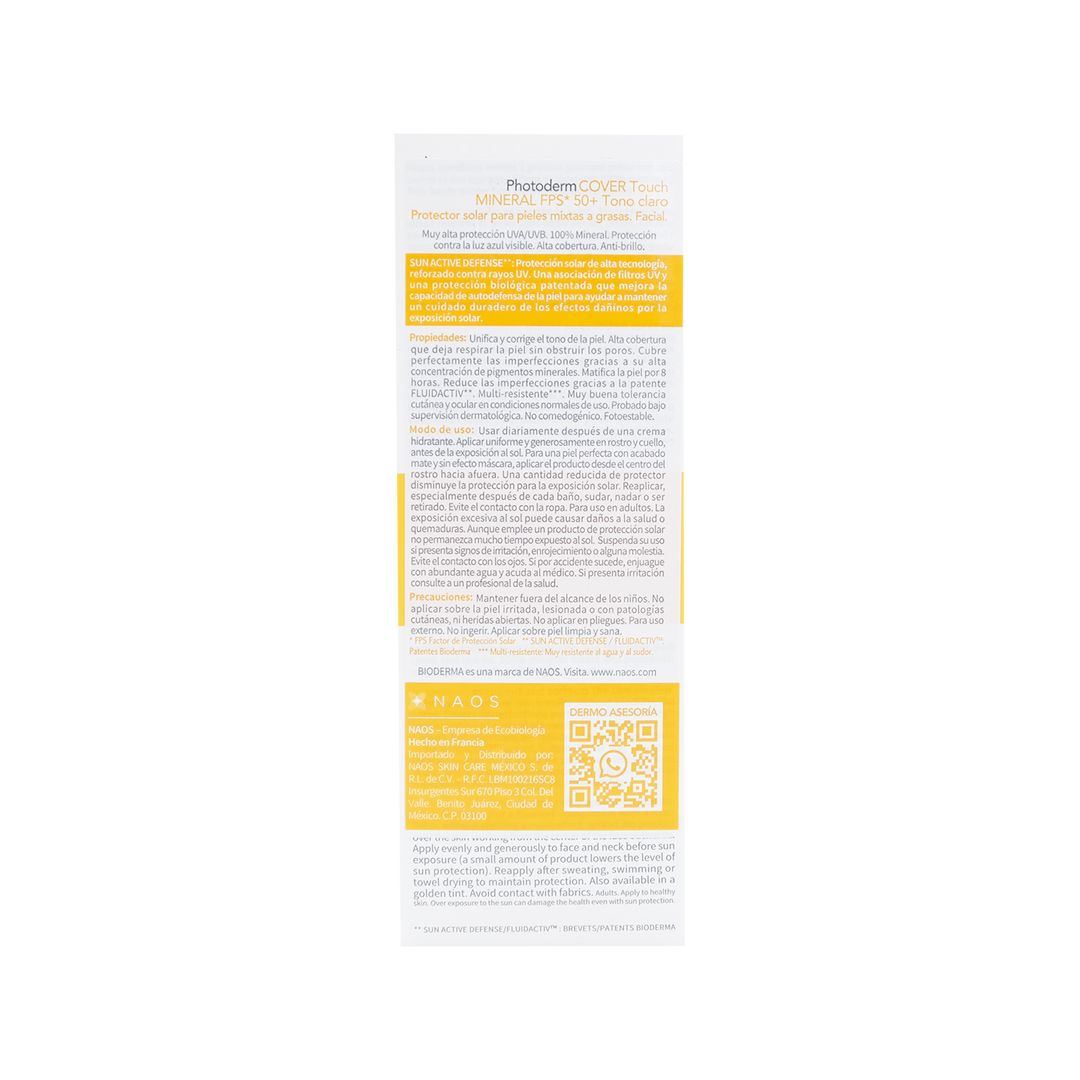 Bioderma photoderm cover touch fps50+ 40g claro